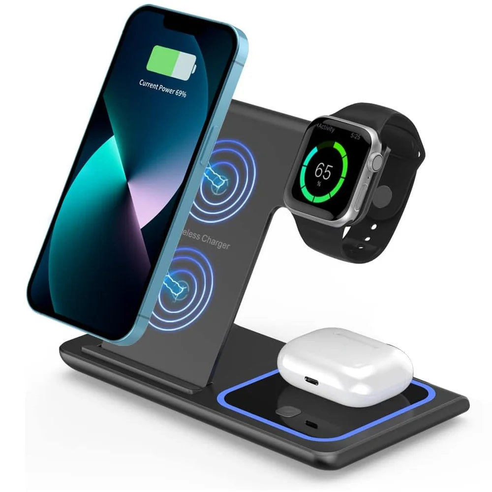 15W Fast Charging 3-in-1 Foldable Wireless Charger