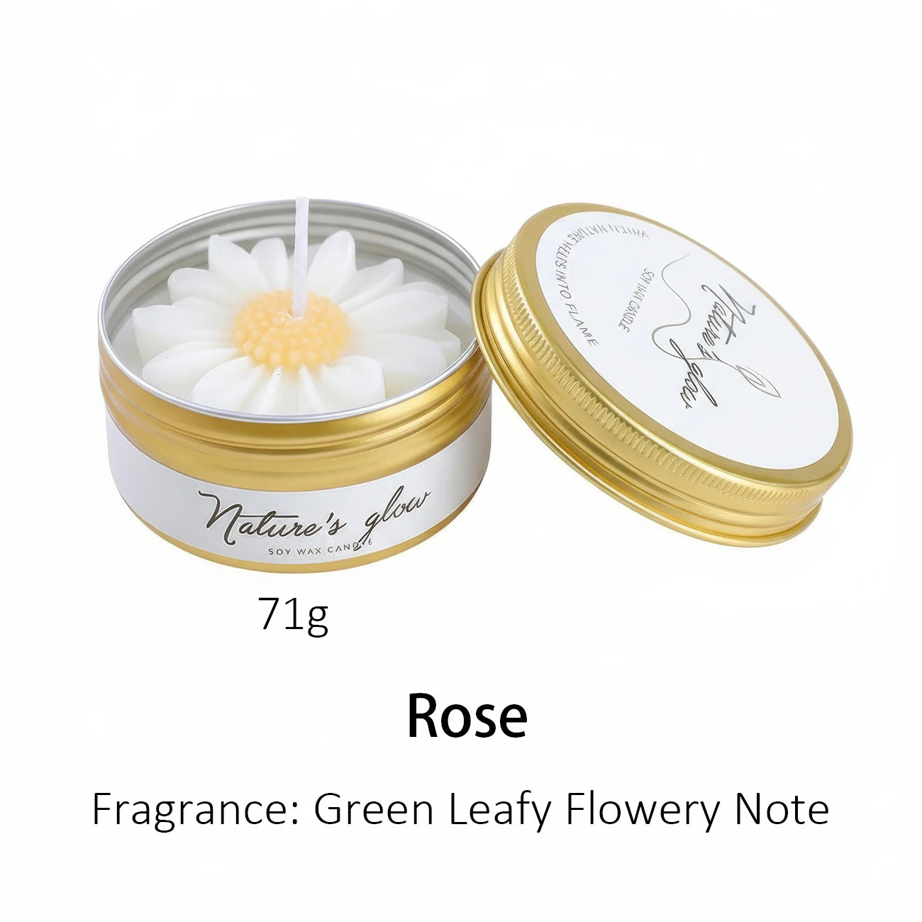 Chamomile Scented Candle Tin, Handmade Soy Wax Flower Candle