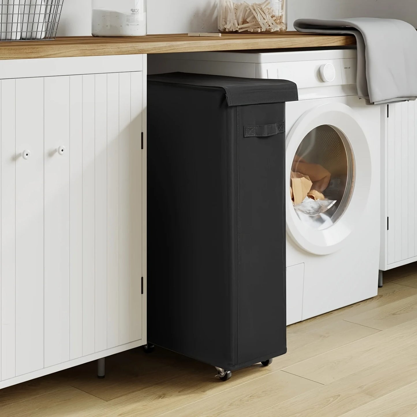 Laundry Basket with Wheels and Lid