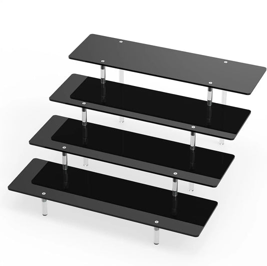 Acrylic Riser Display Stand, 4 Tier Black