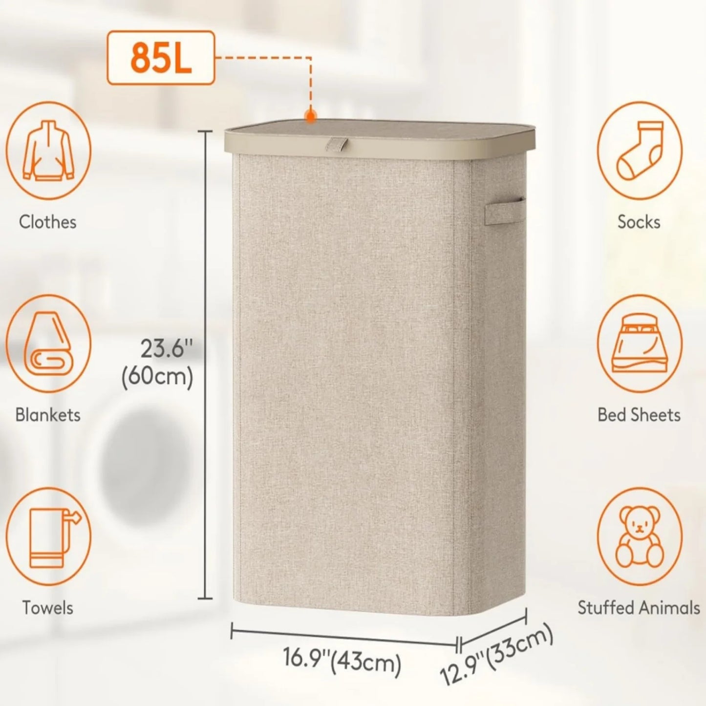 Laundry Basket with Wheels and Lid