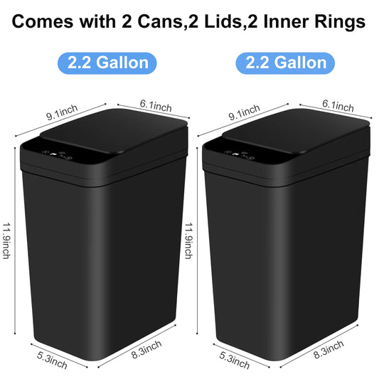 2 Pack Bathroom Automatic Trash Can