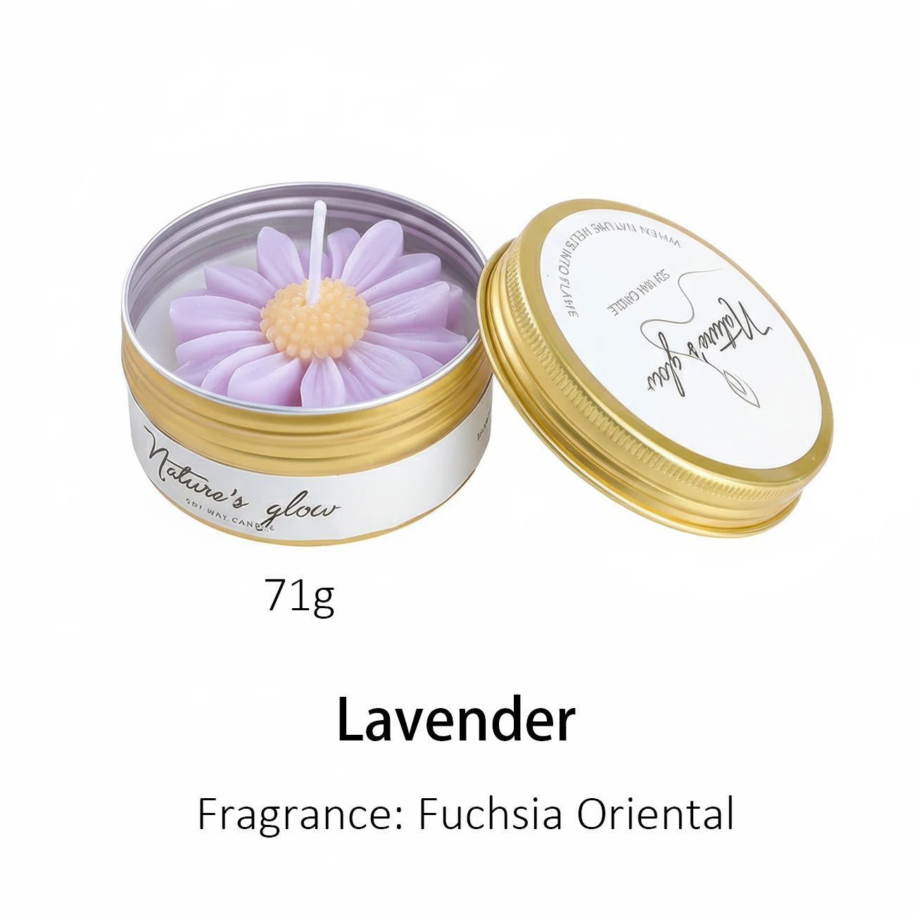 Chamomile Scented Candle Tin, Handmade Soy Wax Flower Candle